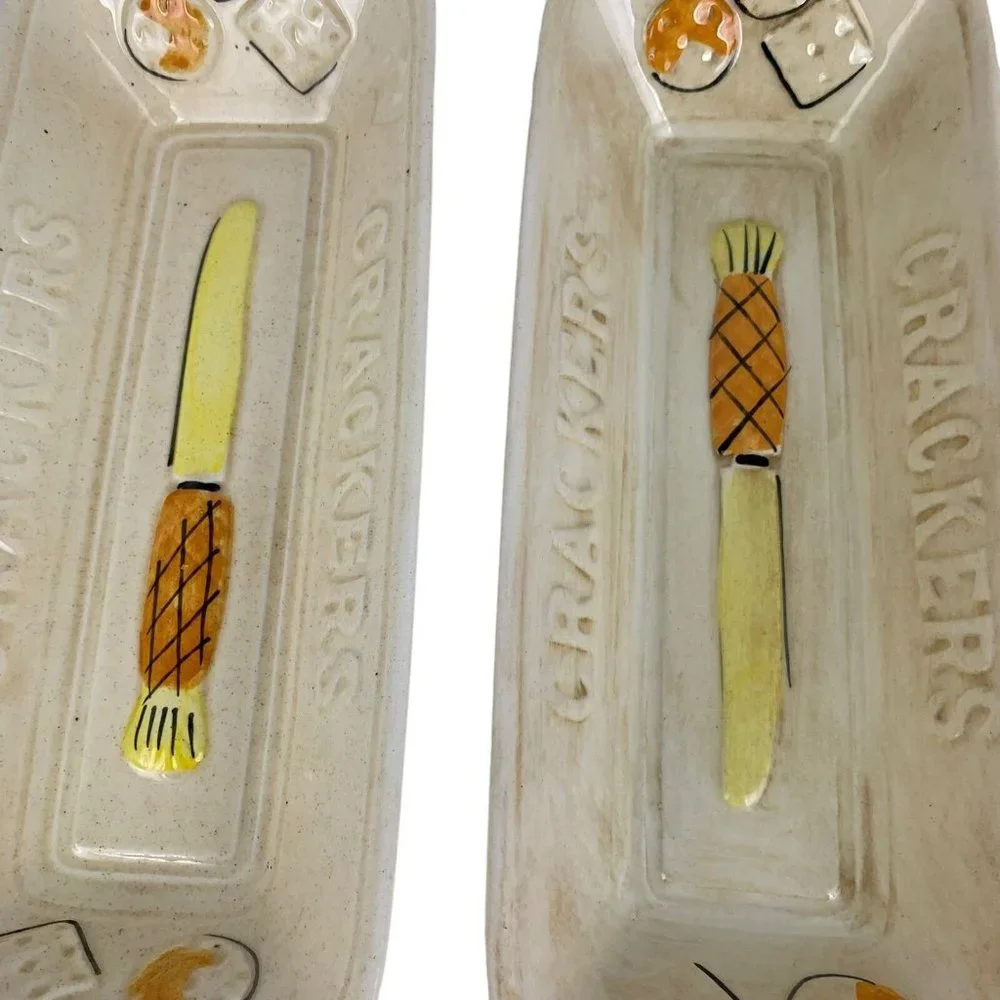Vintage Los‎ Angeles USA Pottery Cracker Serving Dishes Set of 2 Midcentury